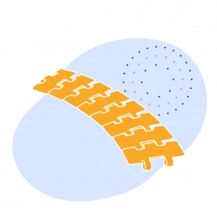 Пластинчатая цепь поворотная серия MD 880-879 TAB 190.5x4.8x400 мм